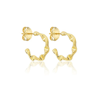 Wrinkled Hoops- Shiny 18K Gold Plated