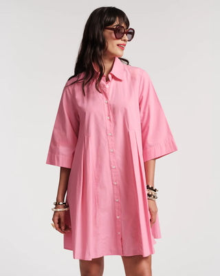 Isla Shirt Dress Solid Poplin Pink