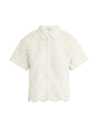 The Eyelet Short Sleeve Shirt, Ecru
