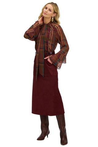 Valentina Blouse, Brown Plaid