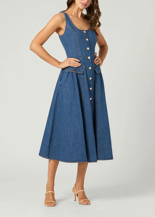 Belle Dress in Washed Denim