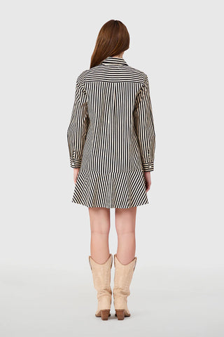 Polly Dress, Ganache Pinstripe