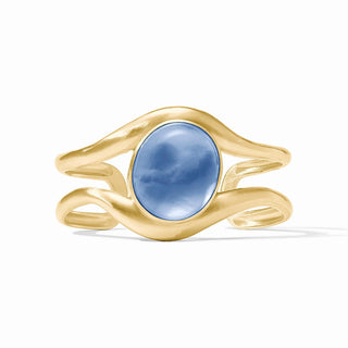 Wave Stone Cuff-Iridescent Chalcedony Blue-OS