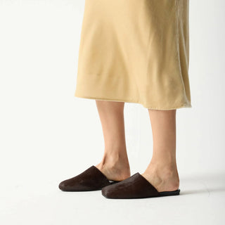 Waverly Slide In Chocolate Calf Hair, Chocolate