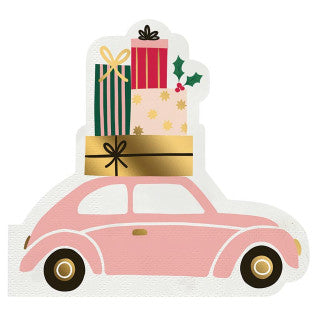 Holiday Car Shaped Napkin- Pink