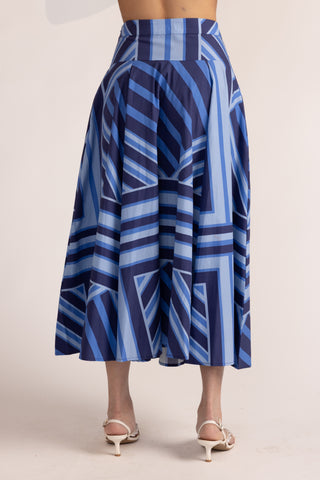 Edith Skirt, Blue Geo Stripe