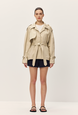 noa cropped trench coat, khaki