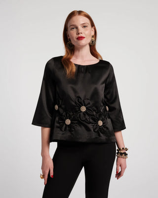 Edie Flower Top, Black