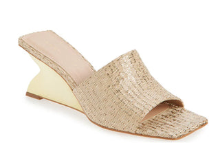 Talo Heel, Gold Metallic Fabric