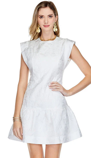 Karen Flutter Hem Dress in White