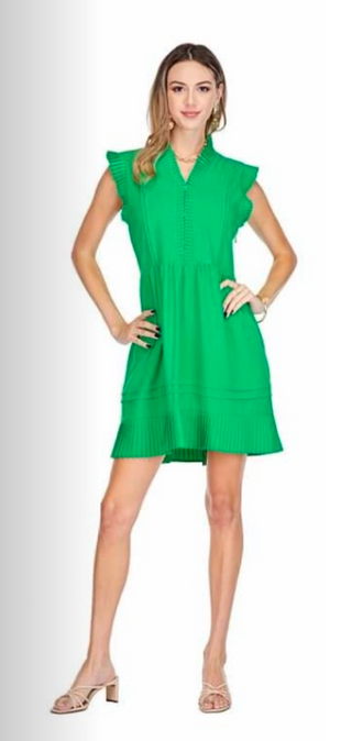 Mini Pleated Dress in Green
