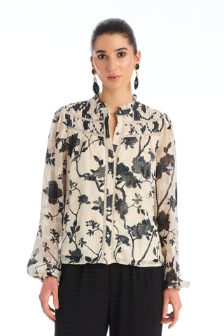 Monica Blouse, Ivory/Black
