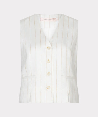 Gilet Short Top,  Linen Striped