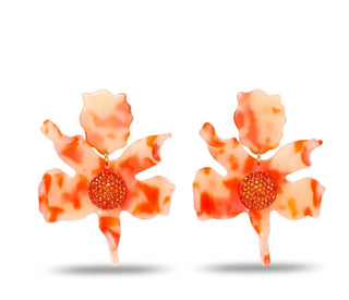 Papaya Crystal Lilly Earrings