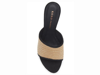 Thea Heel, Black Nubuck Raffia