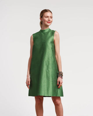 Diplomat Mini Dress Sleeveless Solid Dupioni Poly Dupion Green