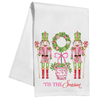Kitchen Towel-'Tis the Season Pink Peppermint Nutcracker w/ Topiary
