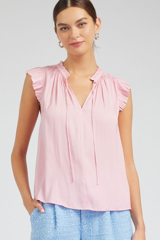 Margot Pleated Sleeve Blouse in Spanish Pink