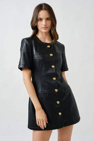 taylor dress faux leather, black