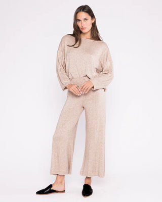 Sweater Knit Wide Leg Cropped Pant, Oatmeal