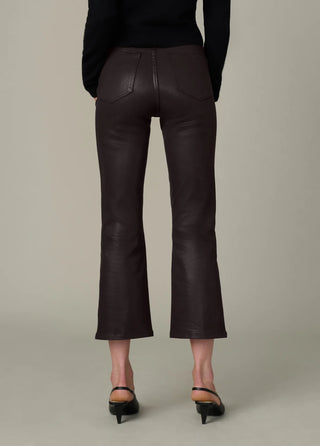 The Callie Cropped Bootcut Coated, Dark Chocolate