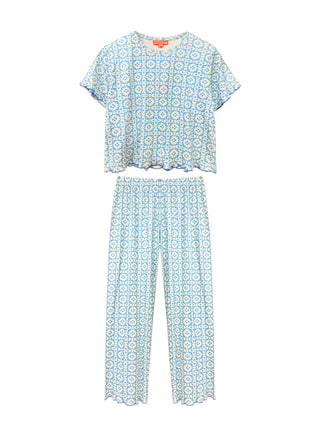 Margarie Pajama Short Sleeve & Pants - Porto Blue