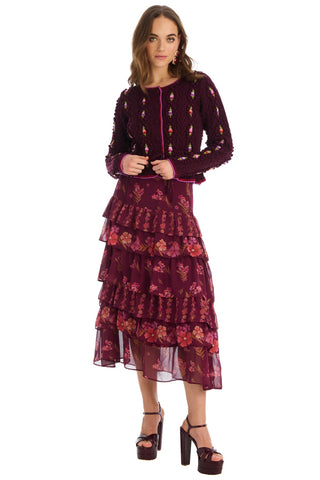 Ruby Midi Skirt, Floral Clusters