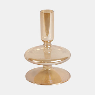 Glass Vintage Novelty Taper Candle Holder - Gold, 5 in.