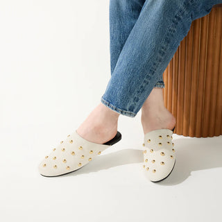 Zoe Mule Slide, Cream Suede