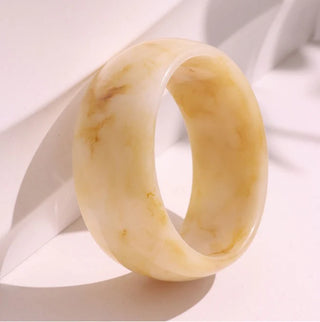 Round Wide Acrylic Layered Bracelets, Beige