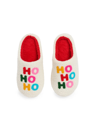 "Ho Ho Ho" Slippers, Ivory