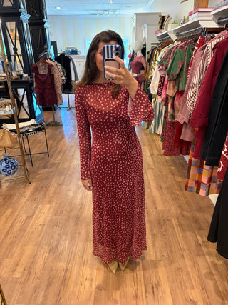 Burgundy Deer Aria Mesh Dress, Burgundy
