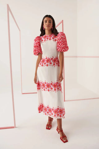 Natura Floral Dress in White