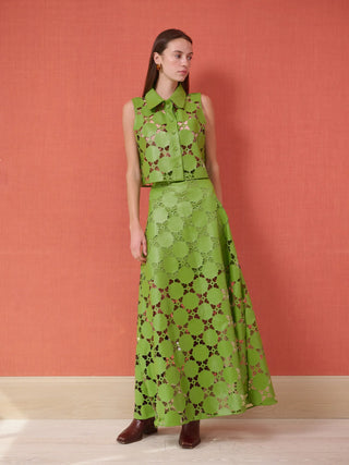 Elizabeth Skirt, Laser Cut Green