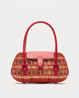 Tweety Basket Wicker Clutch, Red/Toast