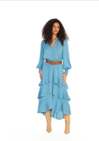 Ella Midi Skirt in Steel Blue