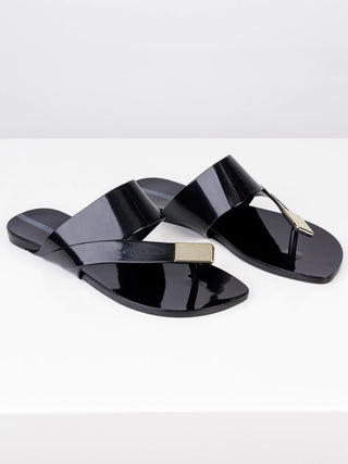 Zen Metal Sandal, Black/Gold