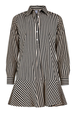Polly Dress, Ganache Pinstripe