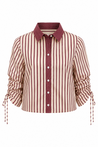 Jayelle Stripe Top, Maroon Stripe