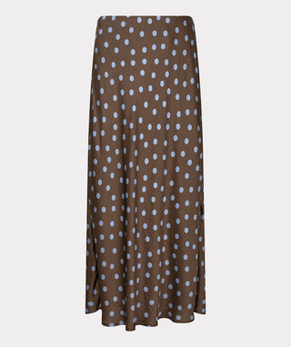 Polka Dot Silk Skirt, Brown and Blue
