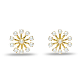 Pearl Pinwheel Button Earrings