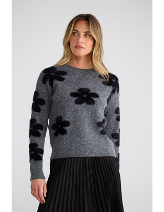 Cosmos Knit Sweater, Charcoal with Black