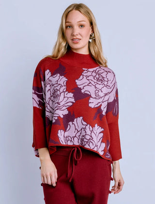 Peony "Aja" Sweater, Lunar Red