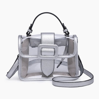 Toni Clear Flapover Crossbody Bag  - Silver