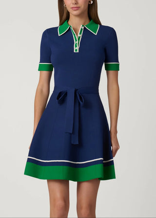 Bennett Knit Dress, Navy/Green/Ivory
