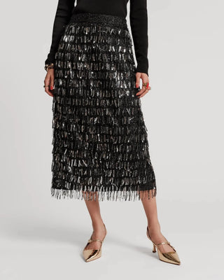 Shimmy Skirt Sequin Mesh Black, Black