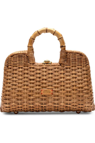 Buzzy Basket Peony Wicker W/ Bamboo Handle - Natural