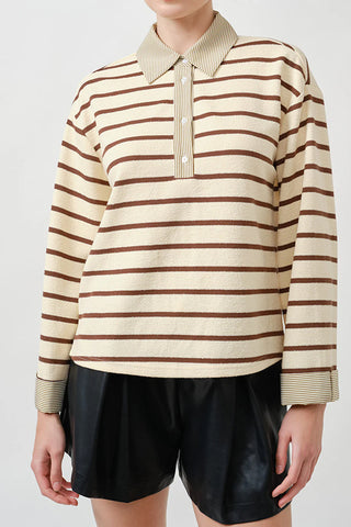 gabrielle top, brown stripe