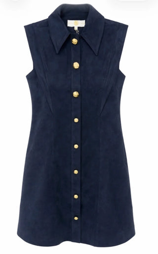 Albie Dress, Navy Suede