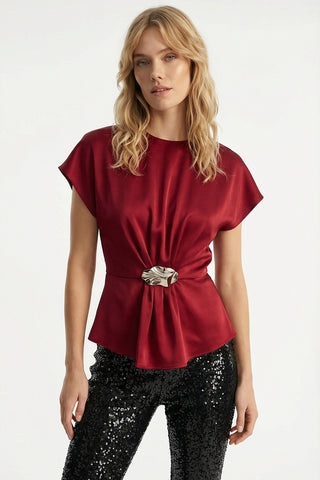 Milae Blouse, Burgundy